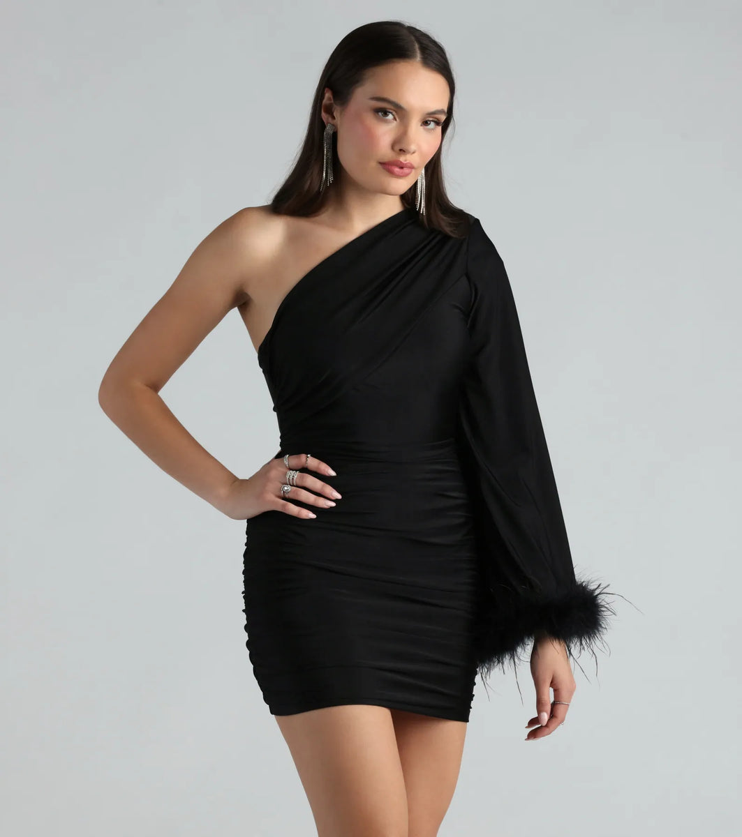 ST. JOHN, One-Shoulder Mini Dress, popular 8.