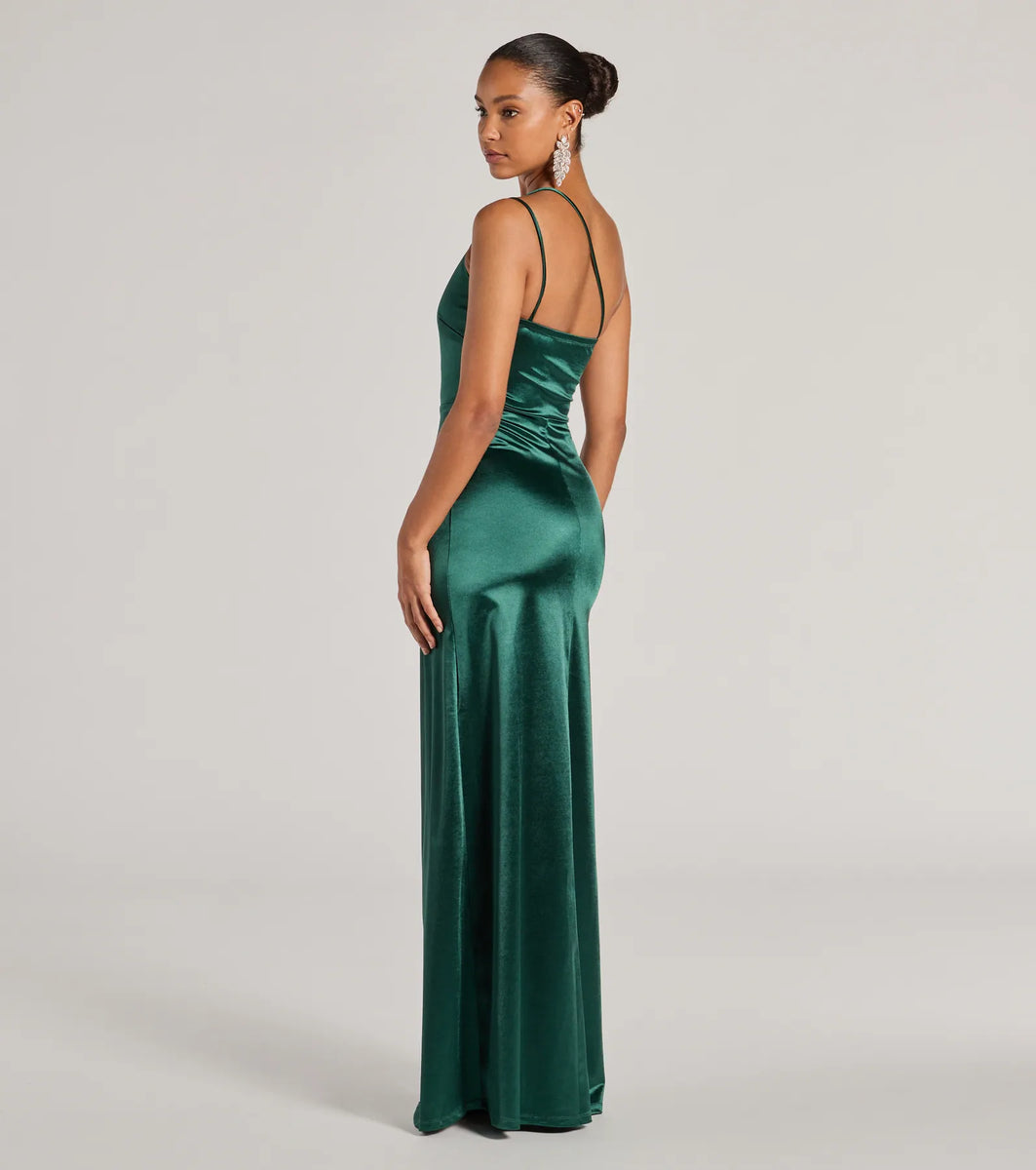 Rhiannon One-Shoulder Satin Long Dress | Windsor