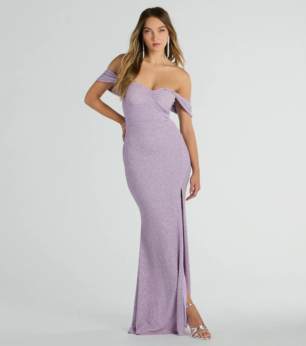 Tamara Off-The-Shoulder Mermaid Glitter Formal Dress | Windsor