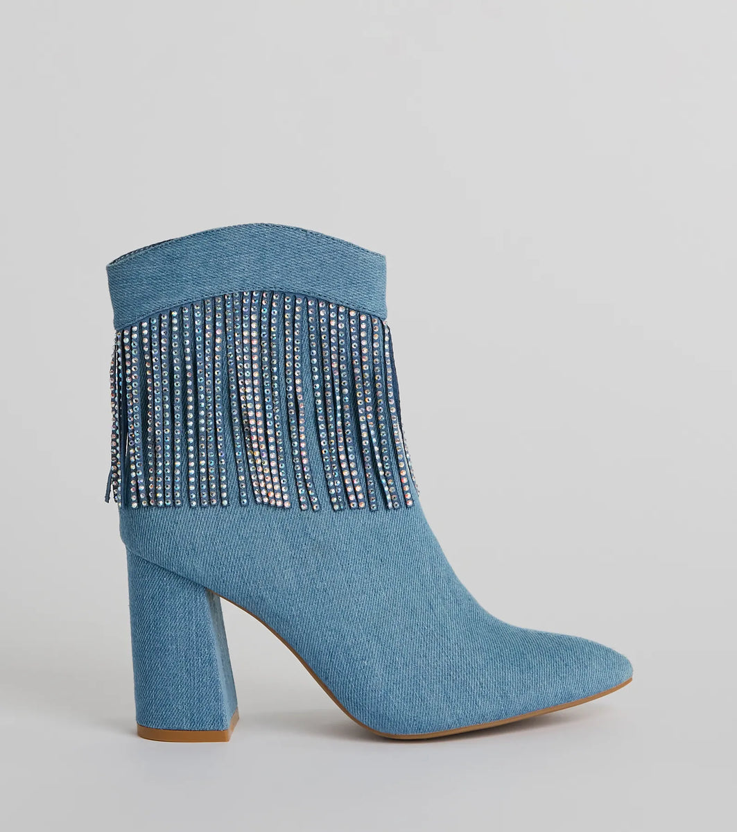 Finite block heel bootie best sale