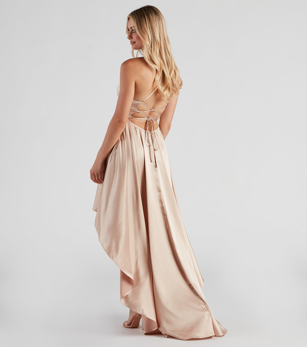 Layla High-Low Satin Formal Dress