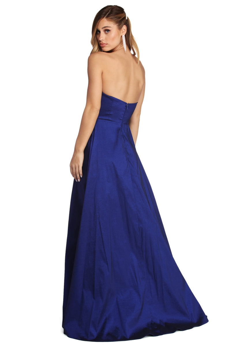 Kayla formal high cheap slit taffeta dress