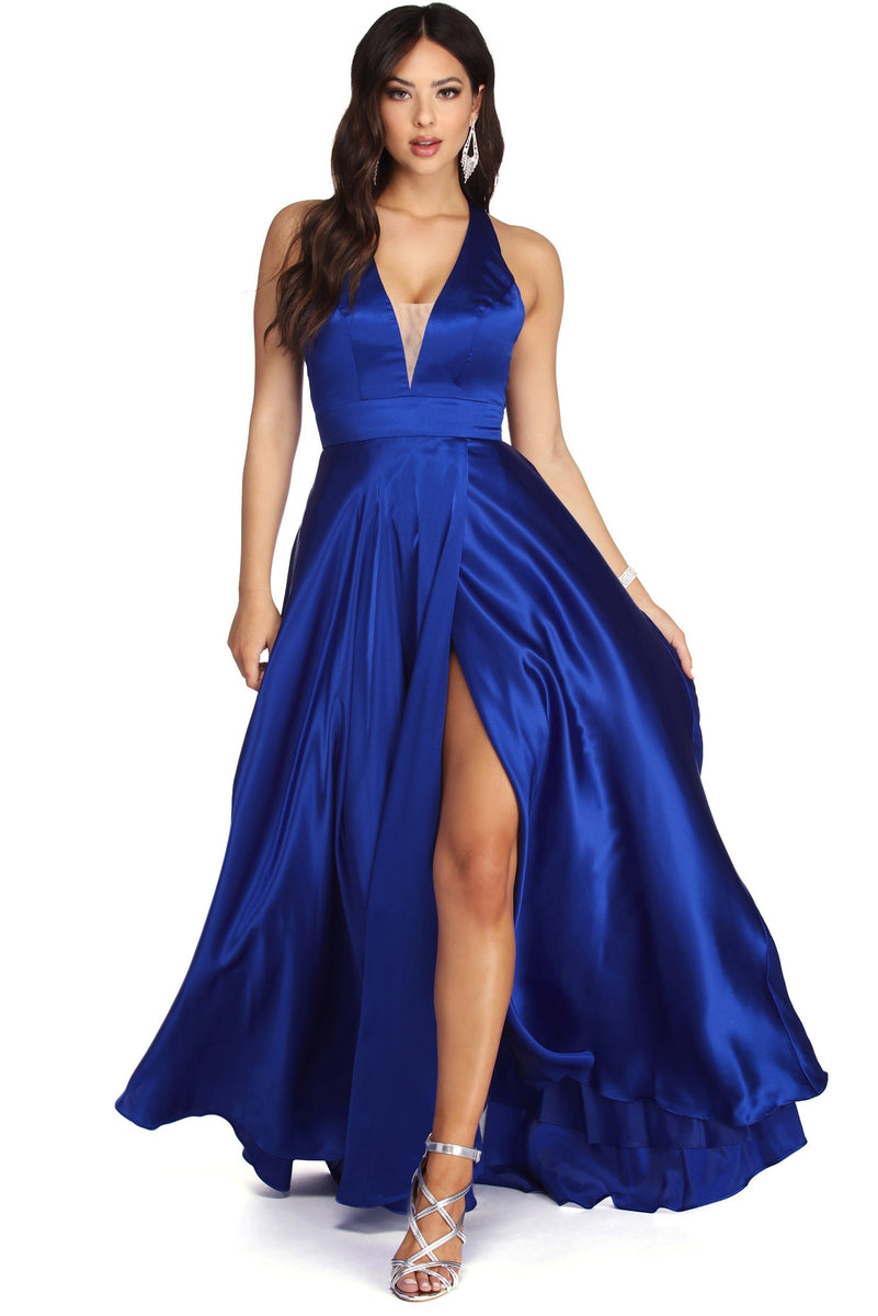 Lauren Formal Halter Satin Dress | Windsor