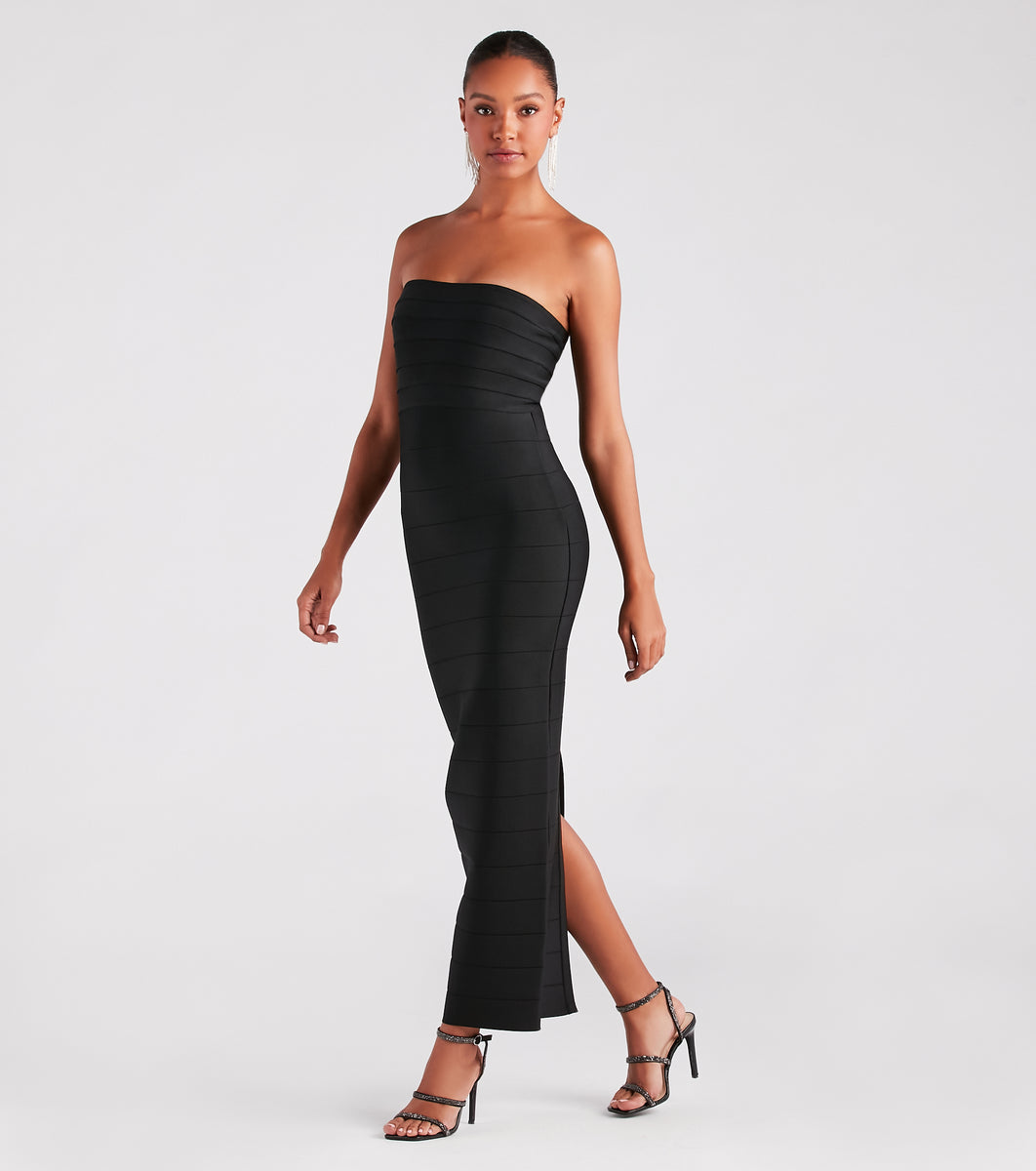 Joan Pagoda Maxi Strapless Neckline Dress 