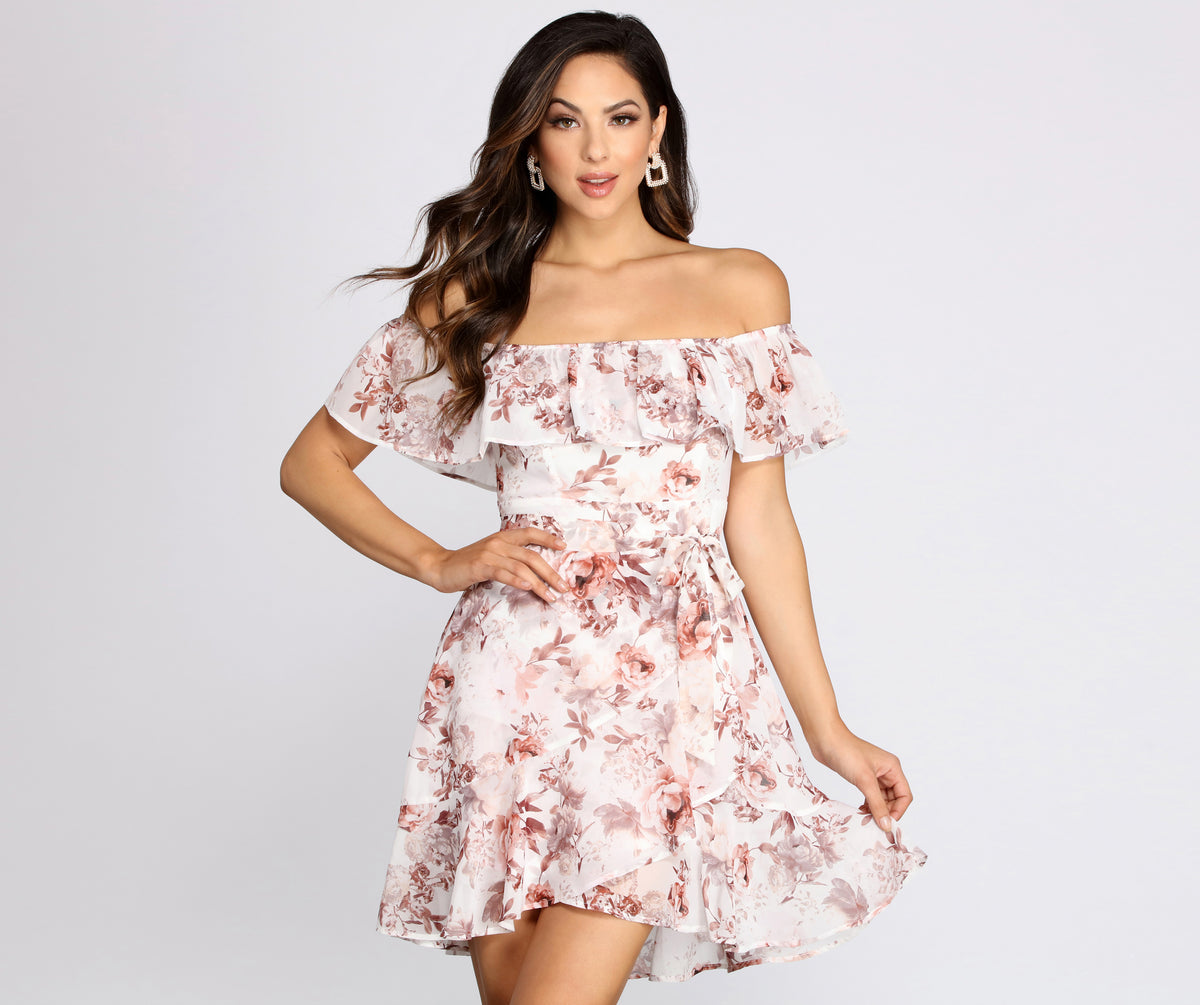 SheIn Women's Floral Off Shoulder Midi Dress India