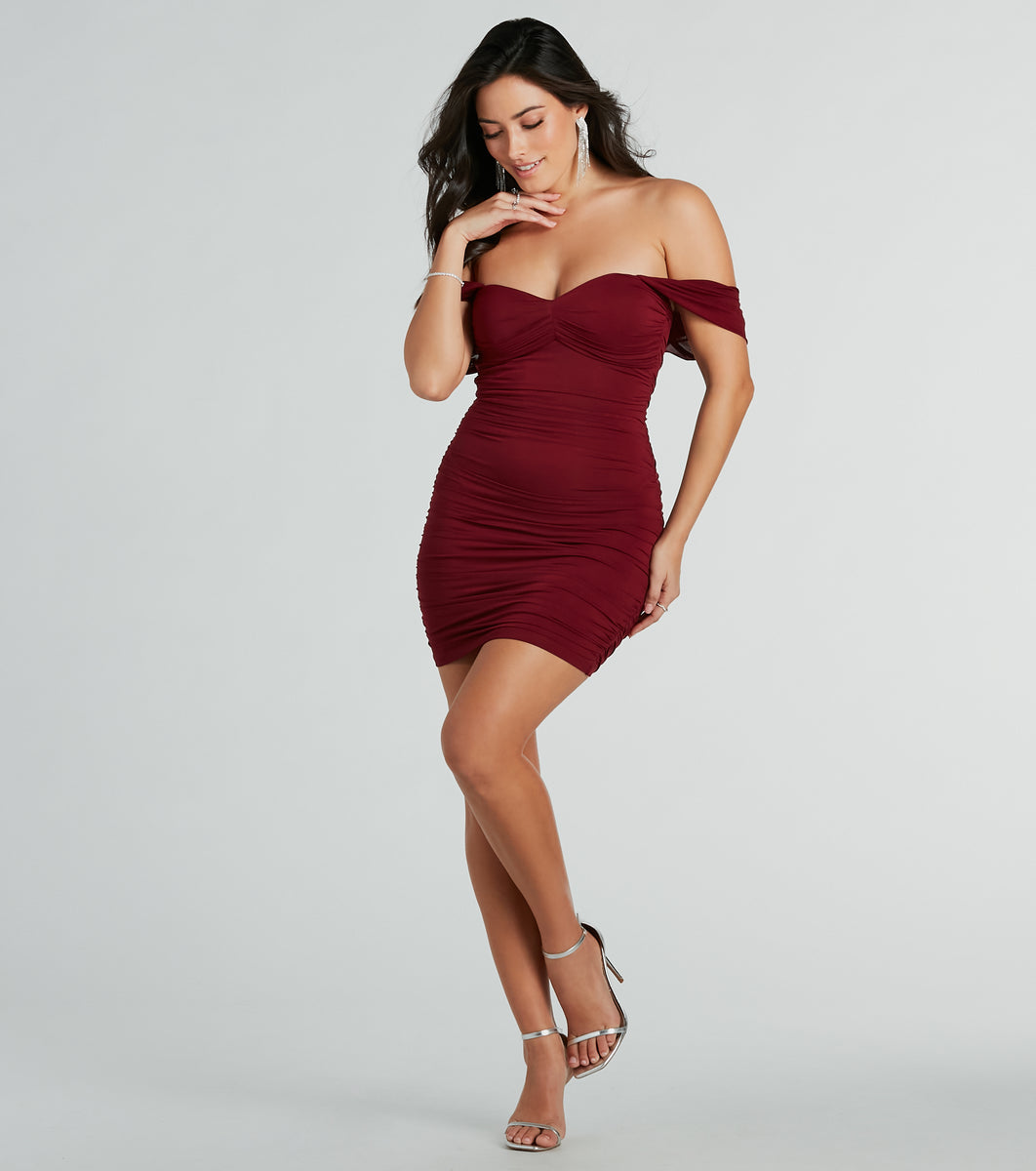 One More Time Mesh Off-The-Shoulder Mini Dress | Windsor