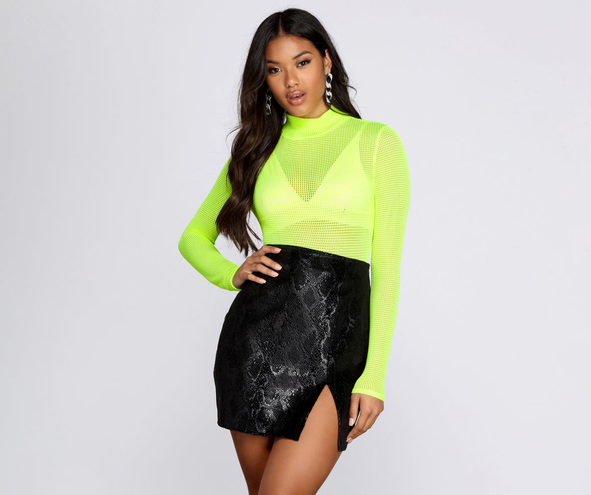 NWT Wild Fable Neon Lime Green Single Long-sleeve Bodysuit XS