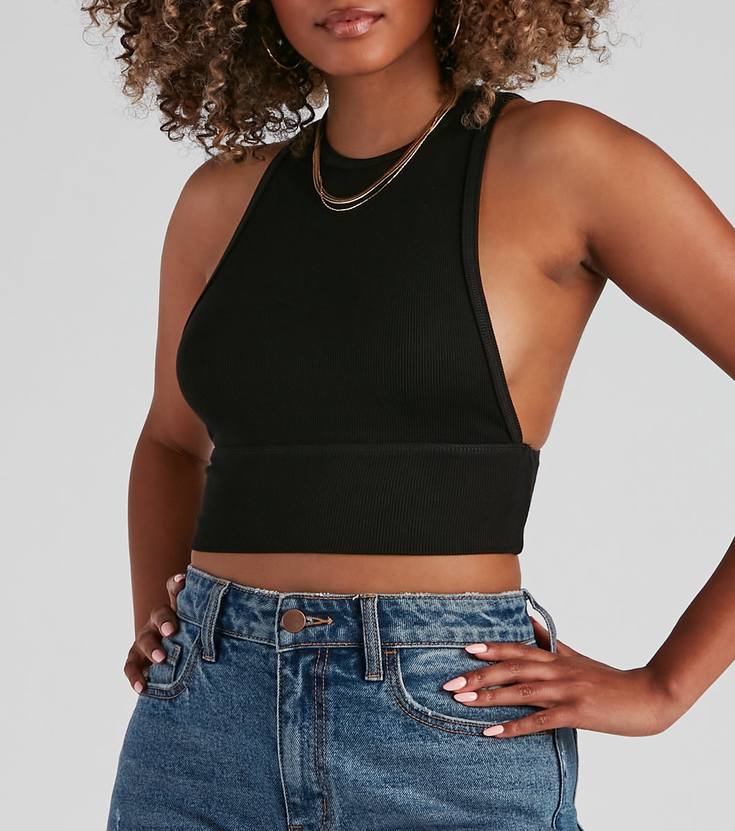 Taking The Plunge Lace-Up Crop Top