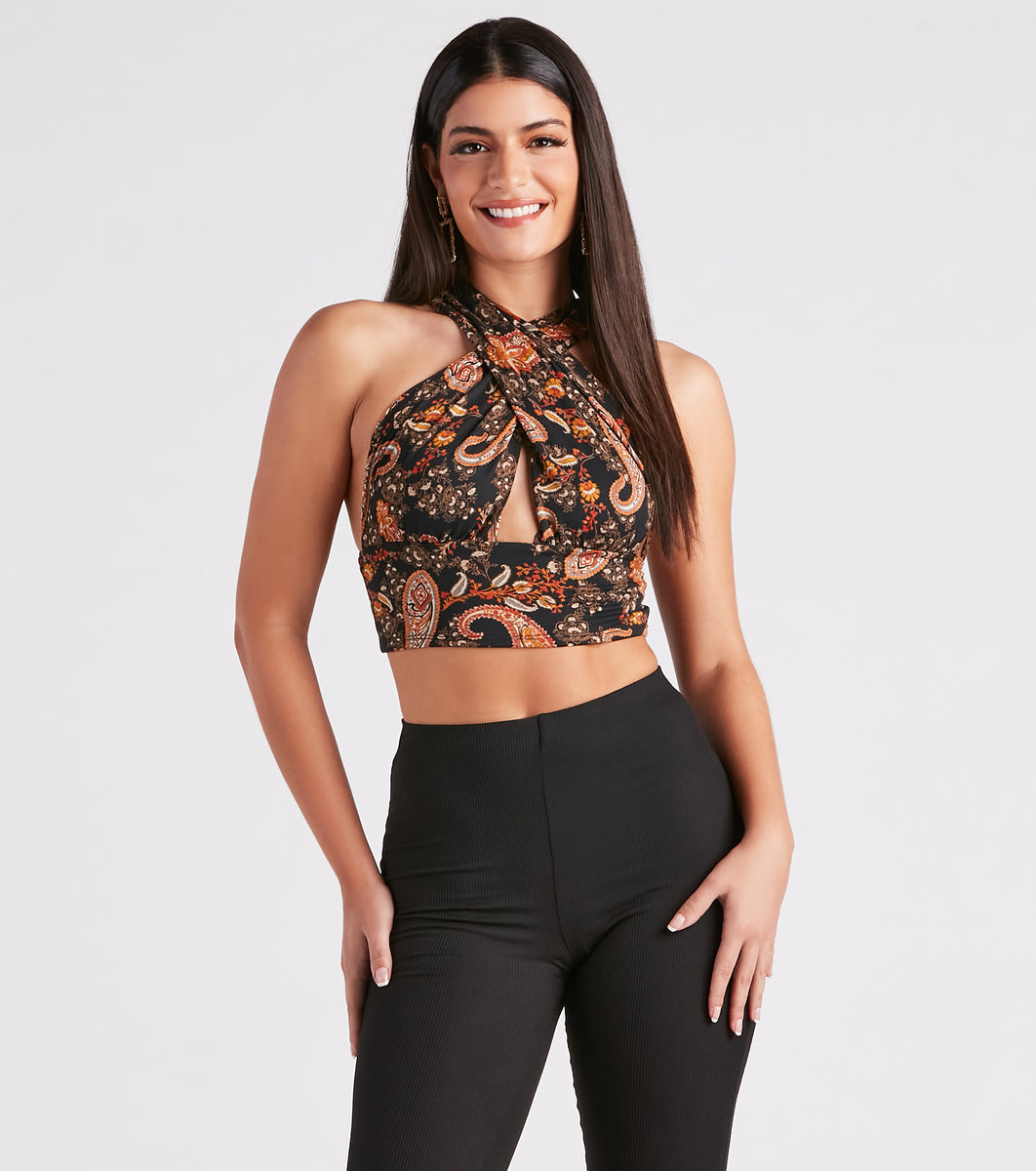 Pretty In Paisley Convertible Crop Top