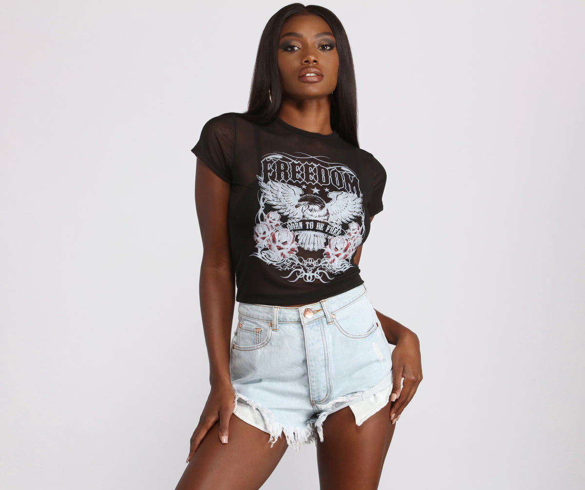 My Reflection Mirror Mesh Crop Top