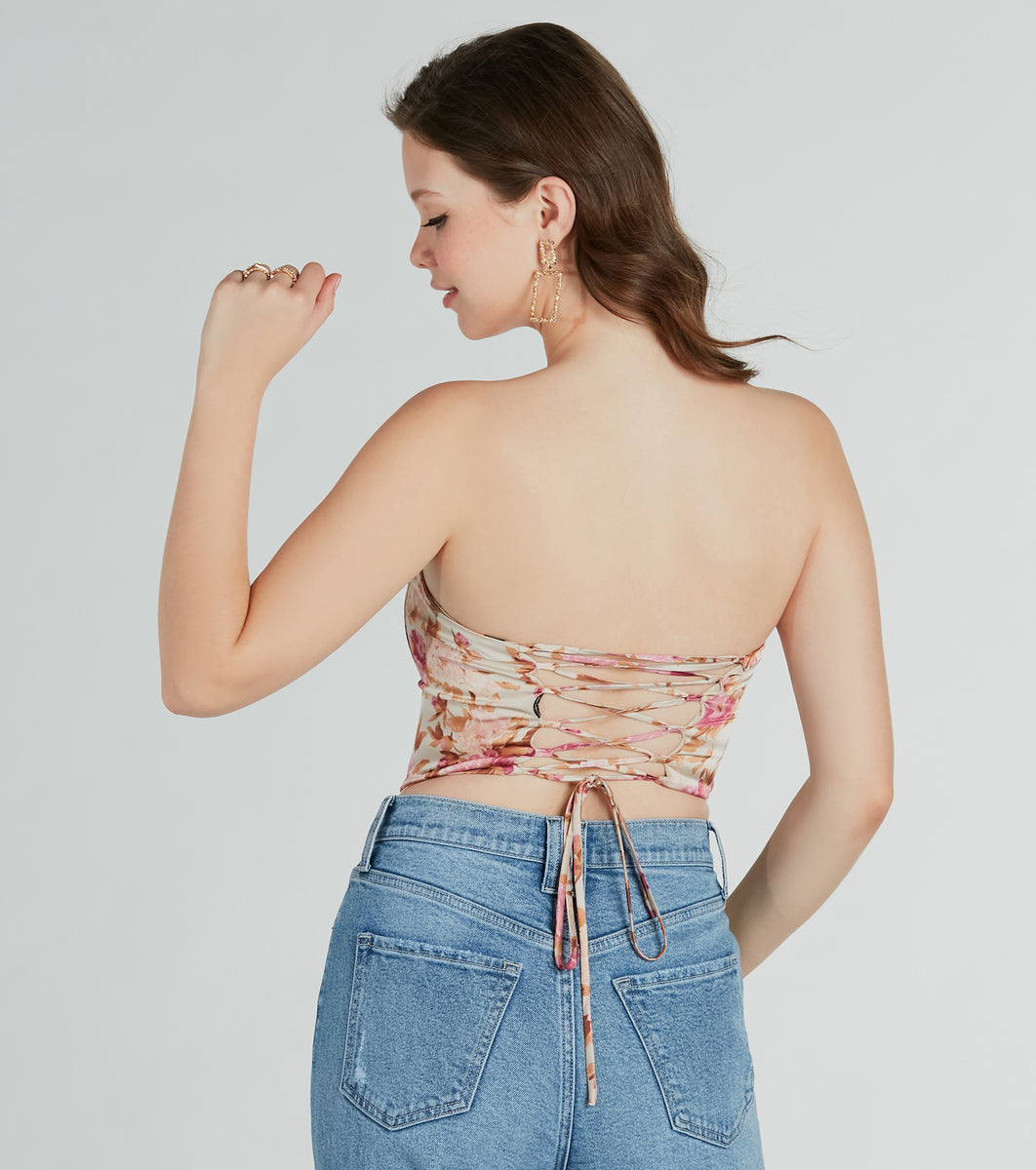 Don't Hold Your Breath Floral Corset Top (Sand)