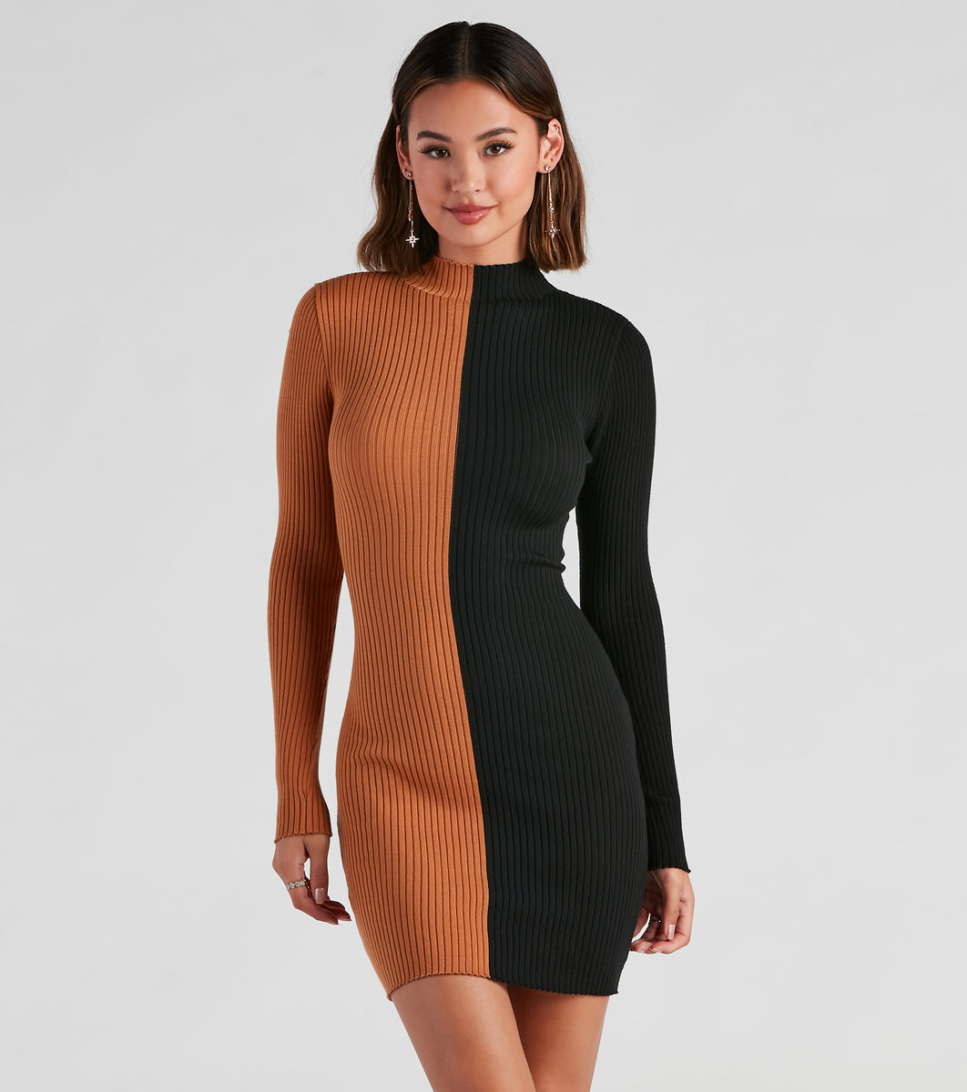 Set The Tone Rib Sweater Dress