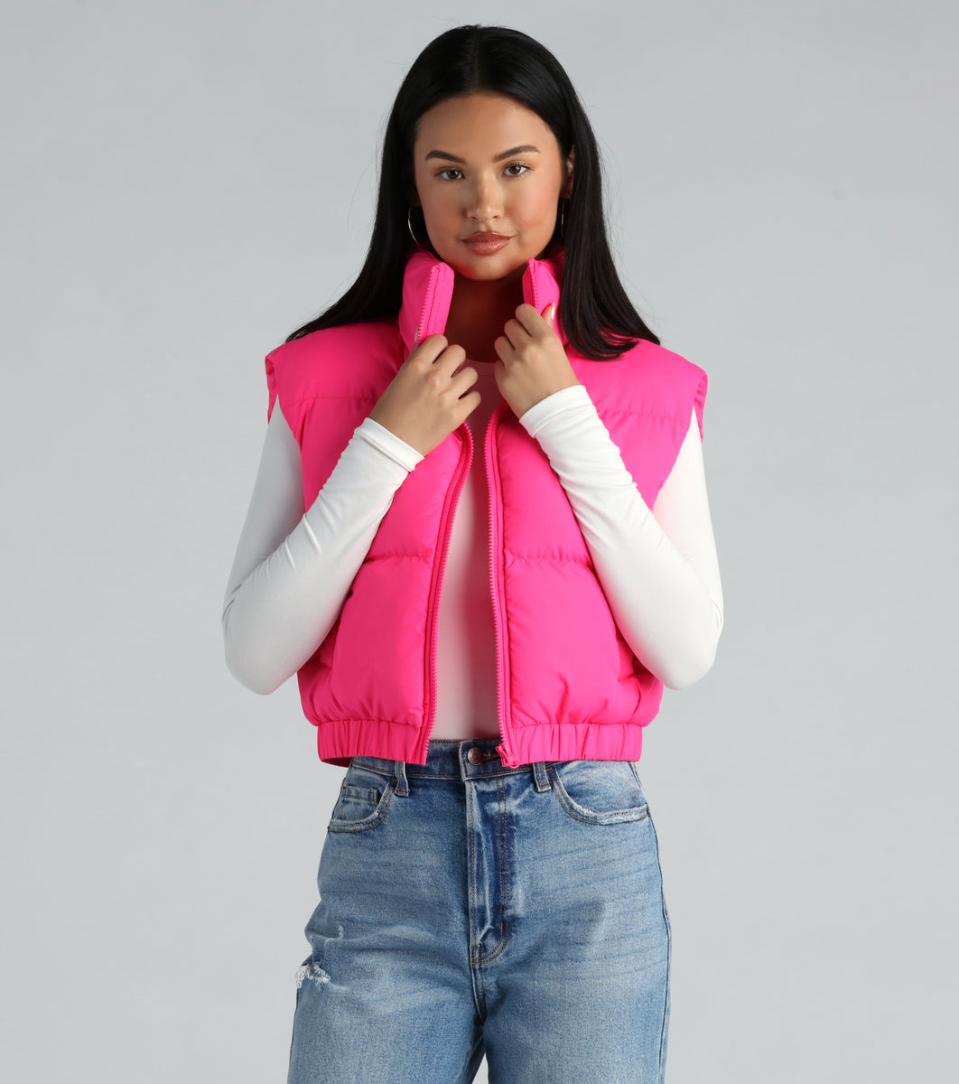 Layer Up Sleeveless Puffer Vest With Pockets