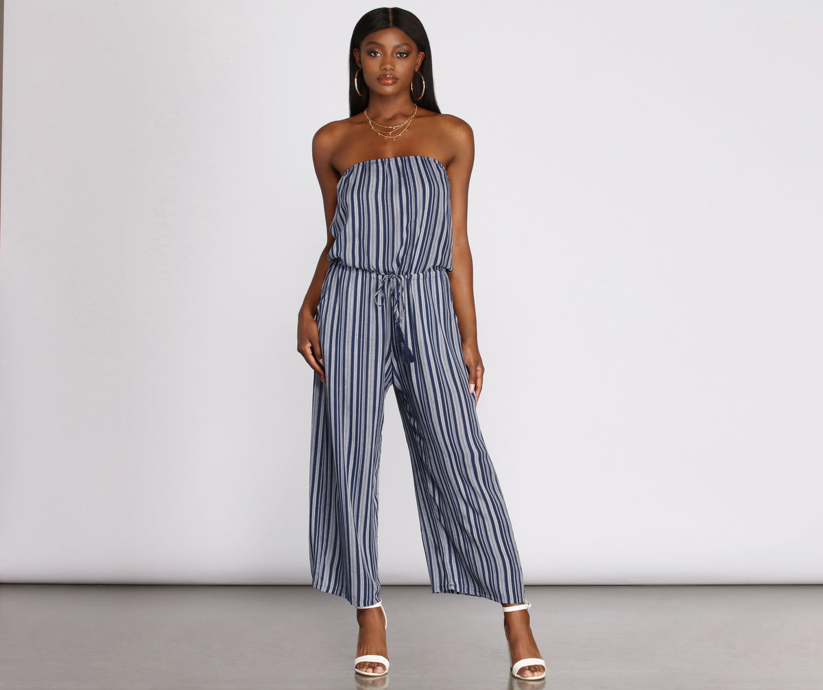 Good Times Strapless Stripe Jumpsuit