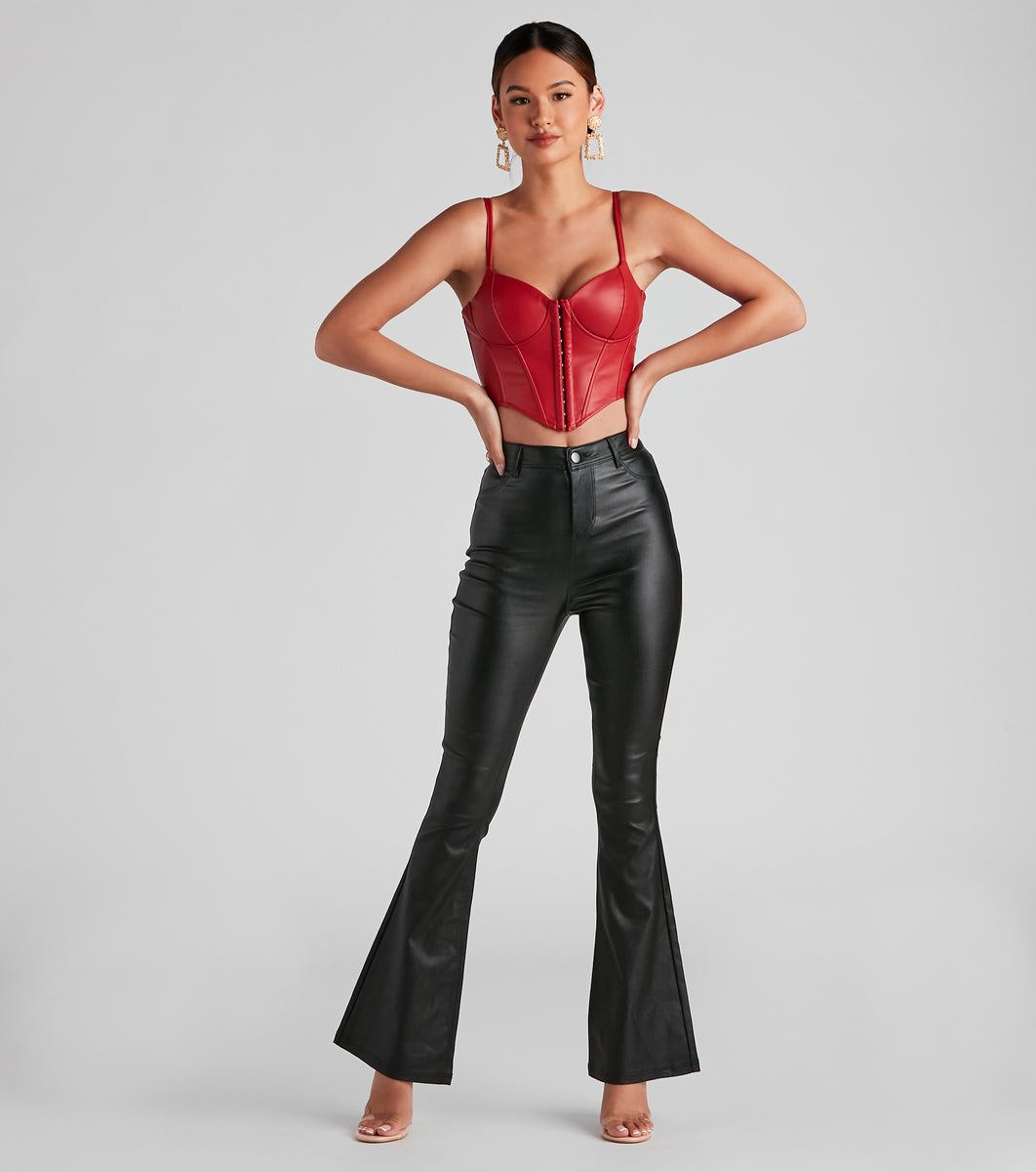 Windsor Stylish Pick Faux Suede Flare Pants