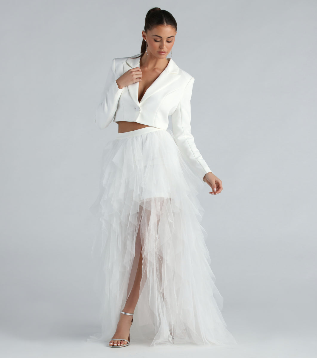 Korrie Formal High-Rise Tulle Skirt Windsor Slit | Maxi
