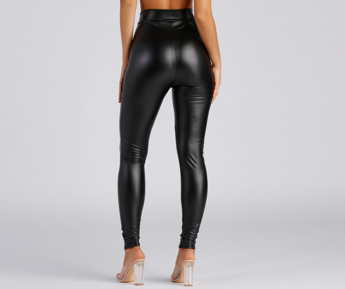 Leather Look Shapewear Leggings  Seamless & High Waisted – LUXESÓ CLOTHING