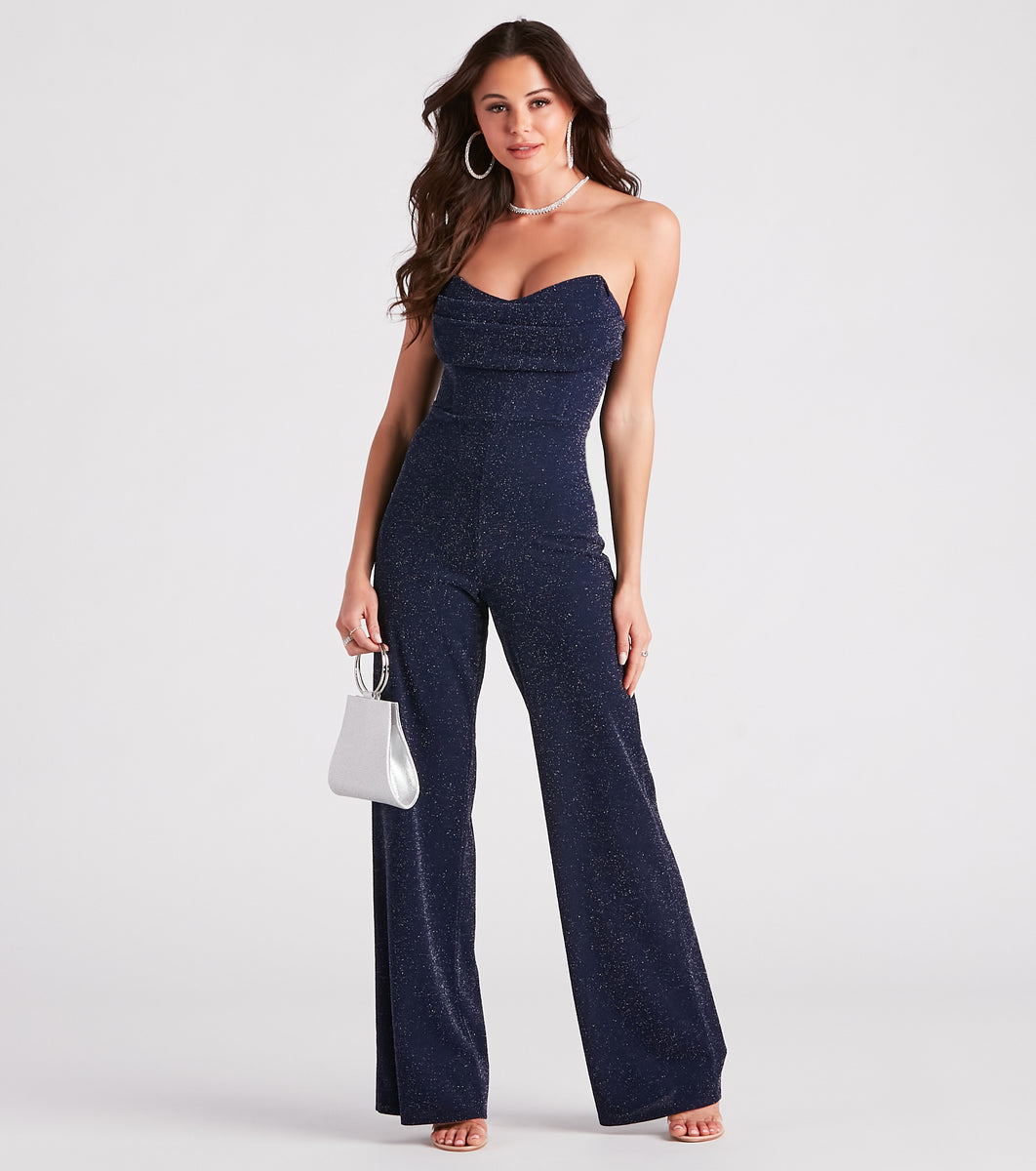 Sparkly wide hot sale leg jumpsuit