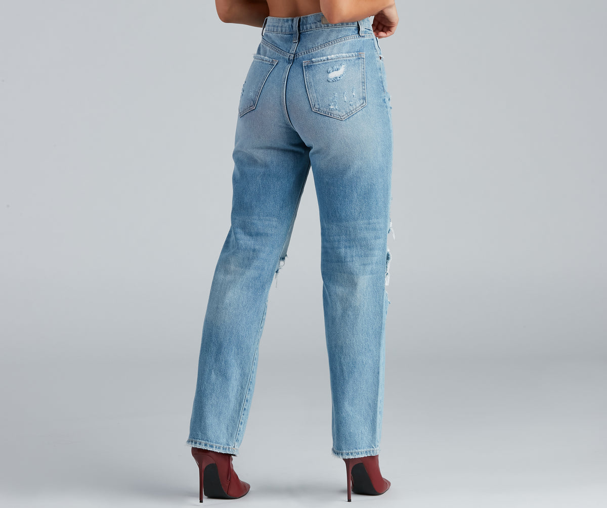 High-Rise Destructed Boyfriend Jeans