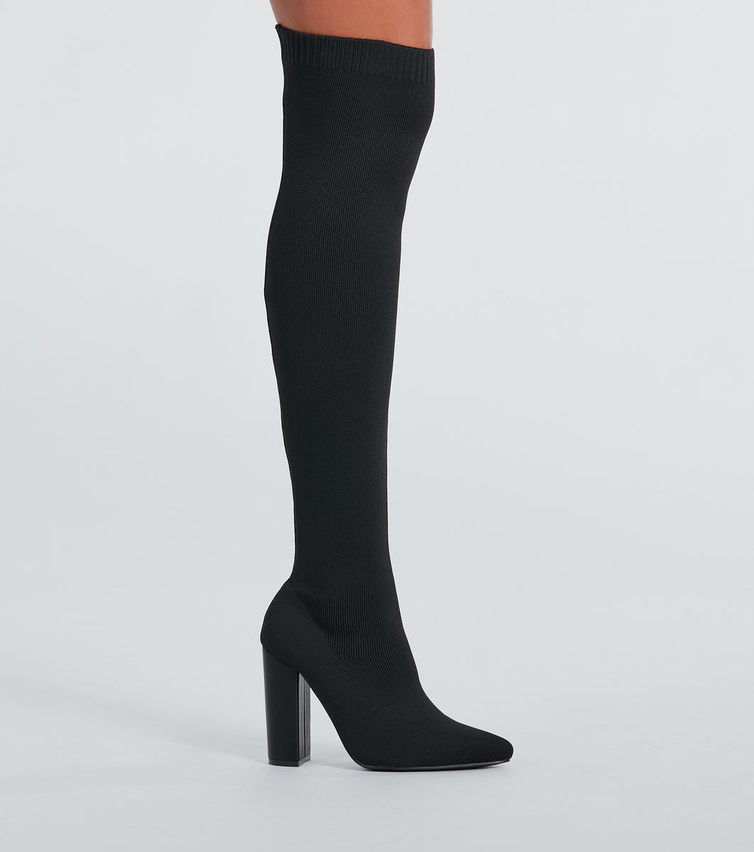 Thigh High Stretch Knit Boots – Sakes NYC