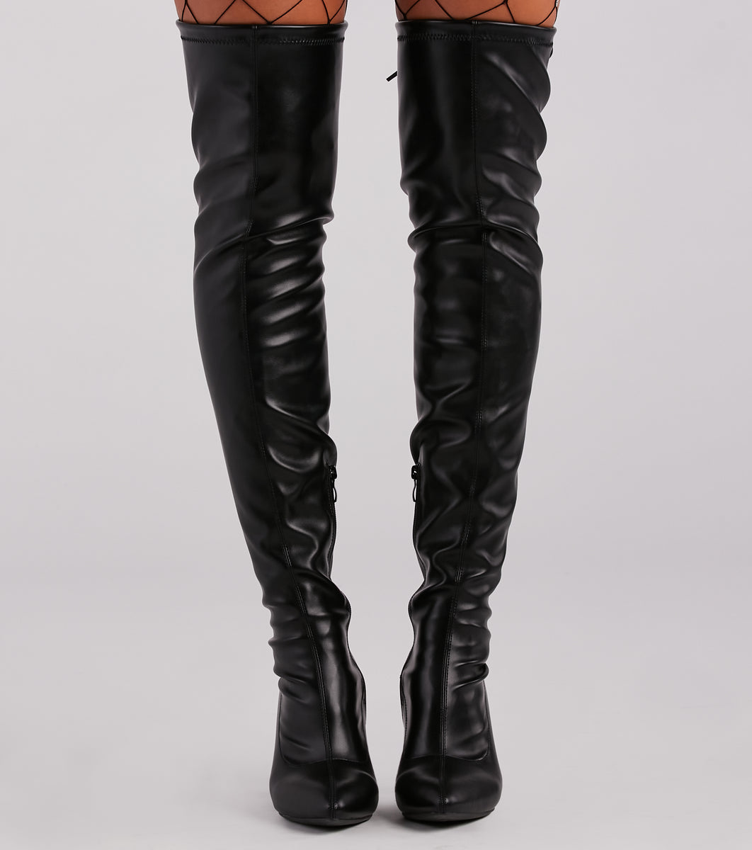 High Ambition Faux Leather Thigh-High Boots