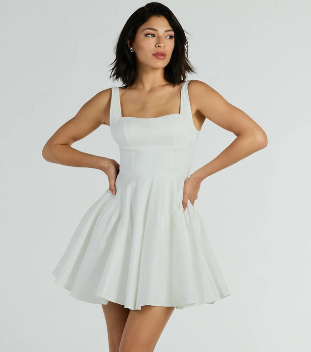 Brenda Low Back Bow Taffeta Skater Dress | Windsor