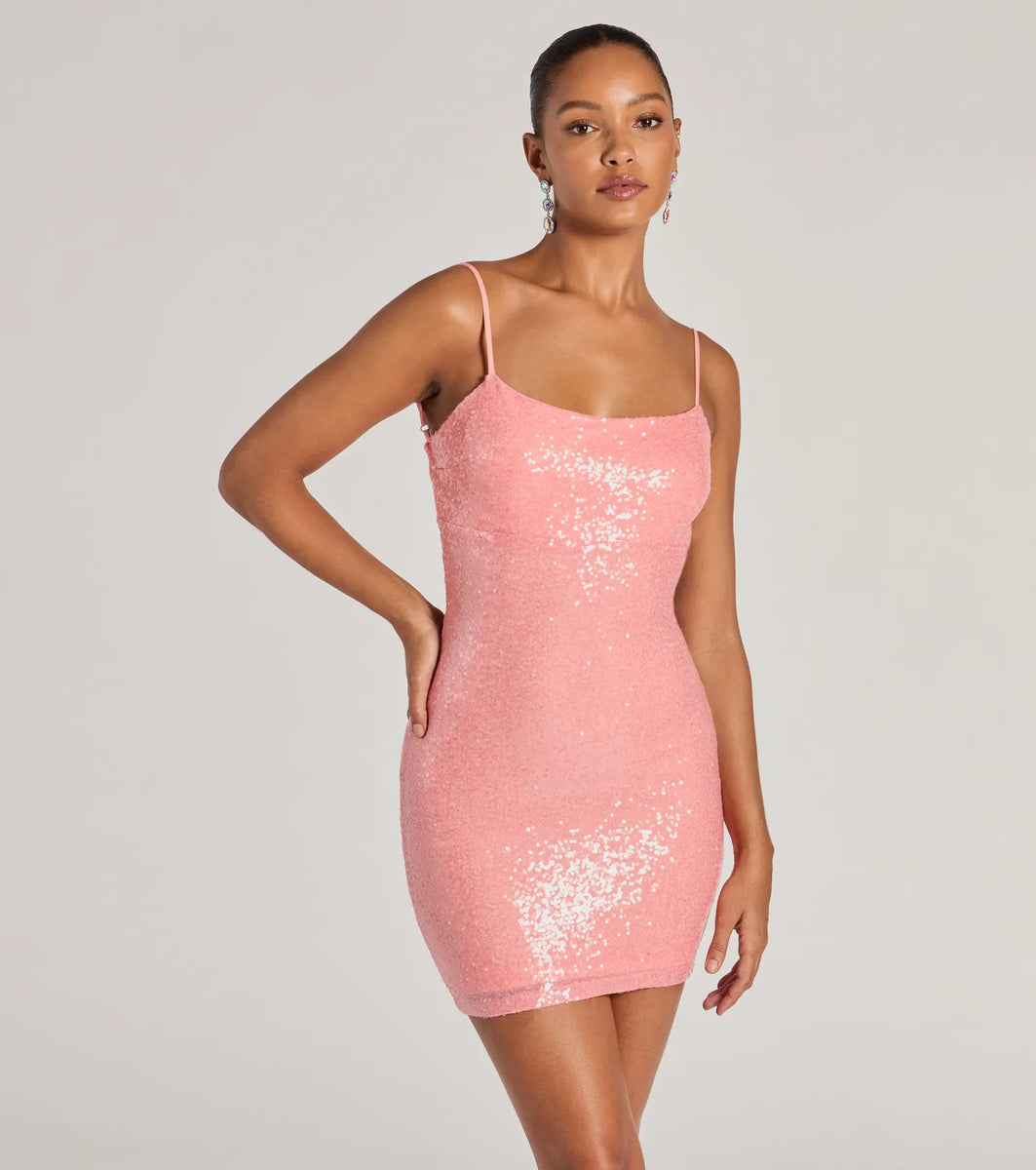 Maddie Strappy Back Bodycon Sequin Mini Dress