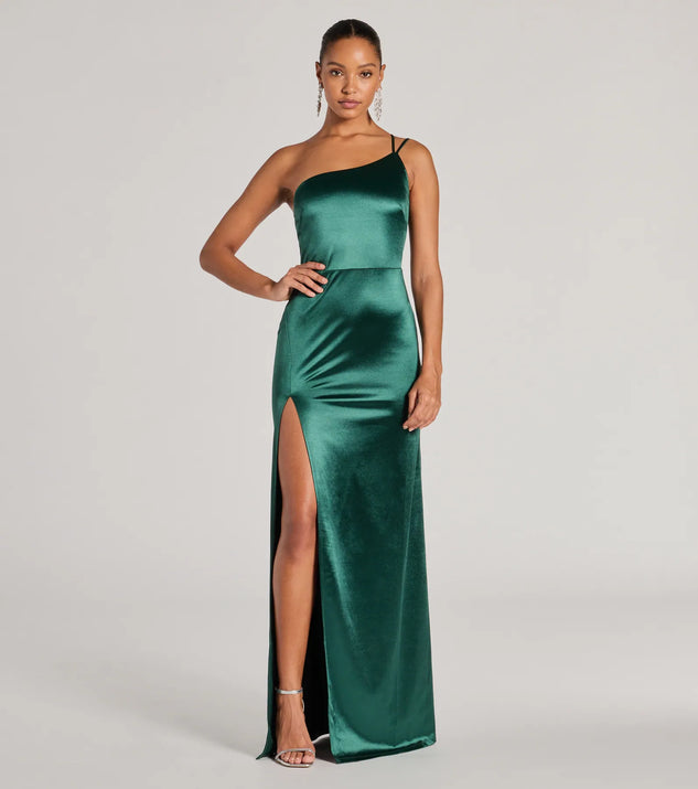 Rhiannon One-Shoulder Satin Long Dress | Windsor