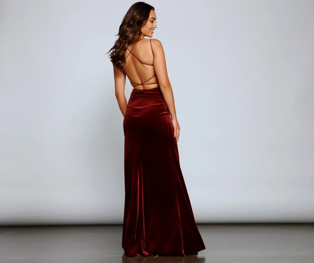 Vega Formal High Slit Velvet Dress