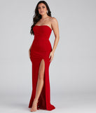 You'll feel stylish and confident in the Kaia Strapless High Slit Formal Dress as your Winter Formal Dress to stand out at your dance or event.