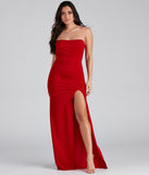 You'll feel stylish and confident in the Kaia Strapless High Slit Formal Dress as your Winter Formal Dress to stand out at your dance or event.