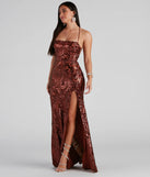 You'll be the best dressed in the Rowena Sequin Mermaid Dress as your fall formal dress with beautiful and unique details from Windsor.