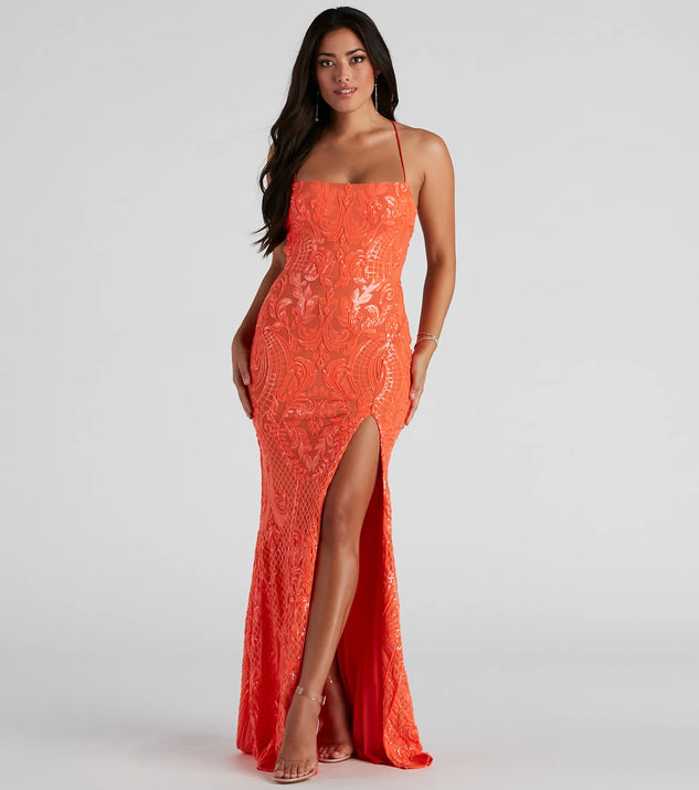 You'll be the best dressed in the Rowena Sequin Mermaid Dress as your fall formal dress with beautiful and unique details from Windsor.