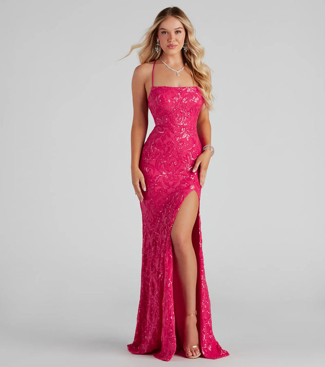 You'll be the best dressed in the Rowena Sequin Mermaid Dress as your fall formal dress with beautiful and unique details from Windsor.