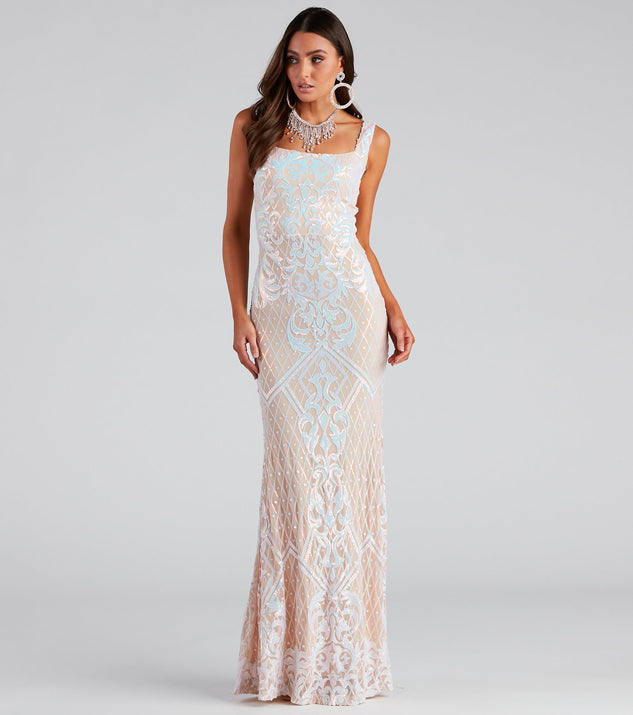 Micaela Formal Sequin Scroll Mermaid Dress