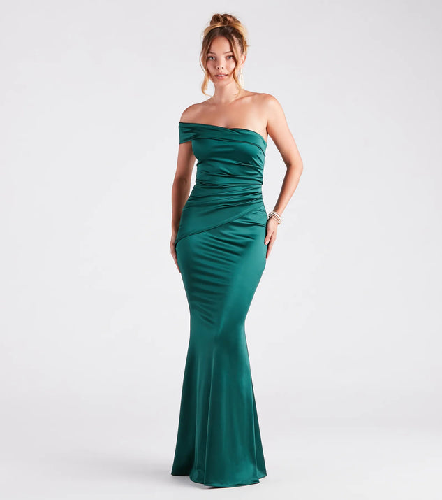 Zoey Formal One-Shoulder Satin Mermaid Dress | Windsor