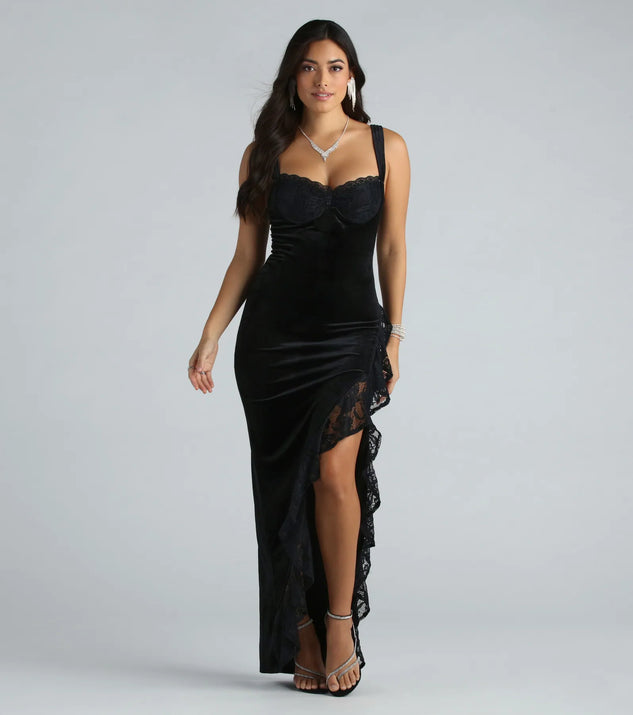 Black velvet fashion dress windsor