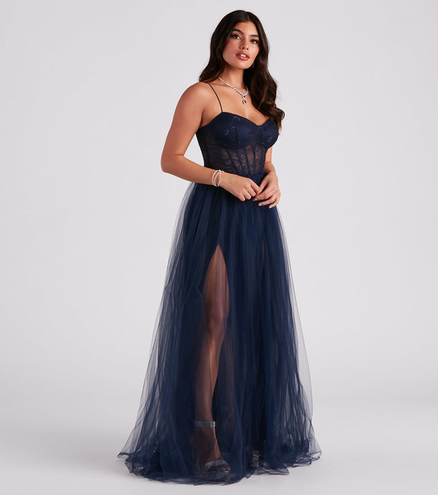 Hailey Lace Bustier Tulle Formal Dress