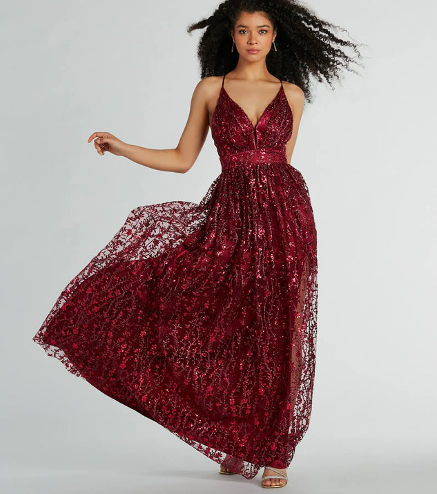 Solana A-Line Glitter Sequin Tulle Formal Dress | Windsor