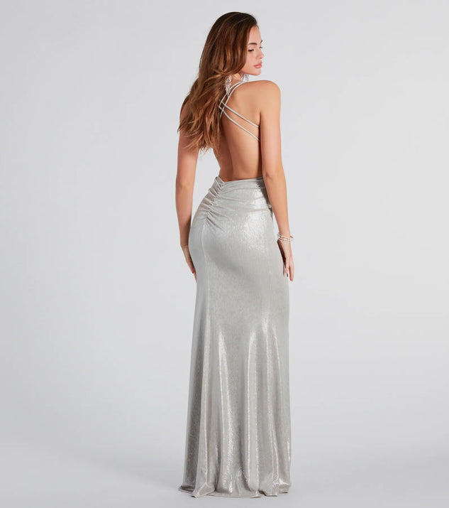 Kate Formal Metallic Open Back Mermaid Dress | Windsor