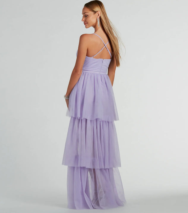 Ophelia V Neck High Low Ruffle Tulle Formal Dress Windsor