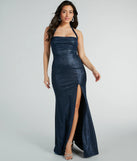 Elsa Halter Slit Mermaid Glitter Formal Dress