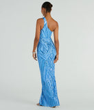 You'll be the best dressed in the Stacey One-Shoulder Cutout Slim Sequin Formal Dress as your summer formal dress with unique details from Windsor.