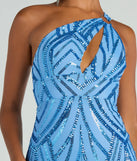 You'll be the best dressed in the Stacey One-Shoulder Cutout Slim Sequin Formal Dress as your summer formal dress with unique details from Windsor.