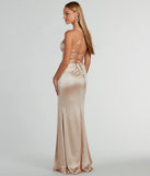 Whittney Lace-Up Rhinestone Satin Formal Dress