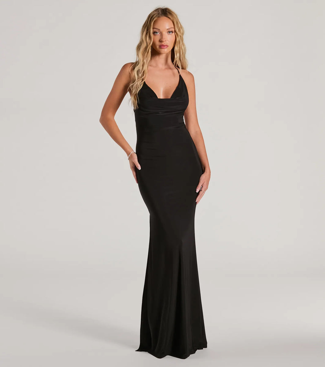 Sheila Halter Strappy Back Slit Mermaid Formal Dress