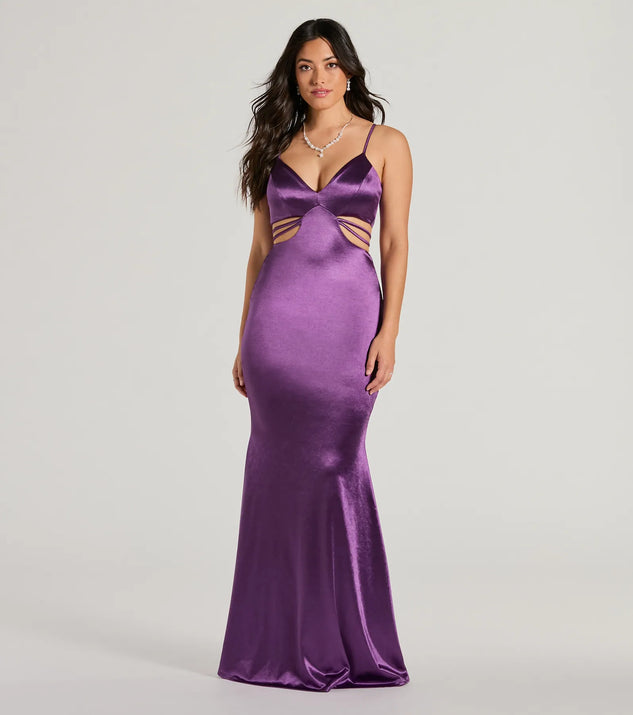 You'll feel stylish and confident in the Pricilla V-Neck Strappy Mermaid Satin Formal Dress as your Winter Formal Dress to stand out at your dance or event.