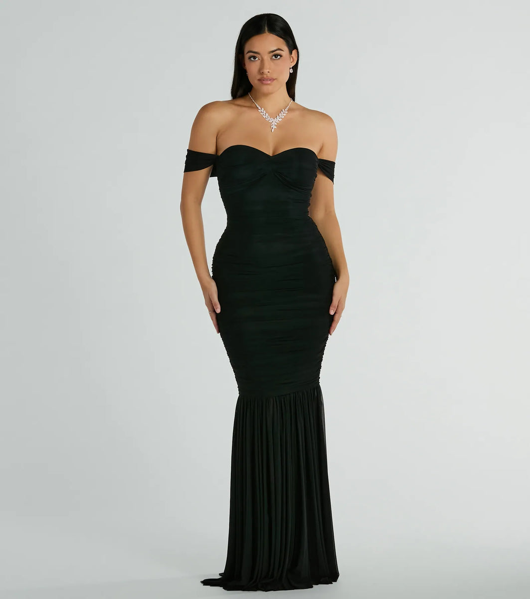 Cece Off-The-Shoulder Mermaid Mesh Formal Dress & Windsor