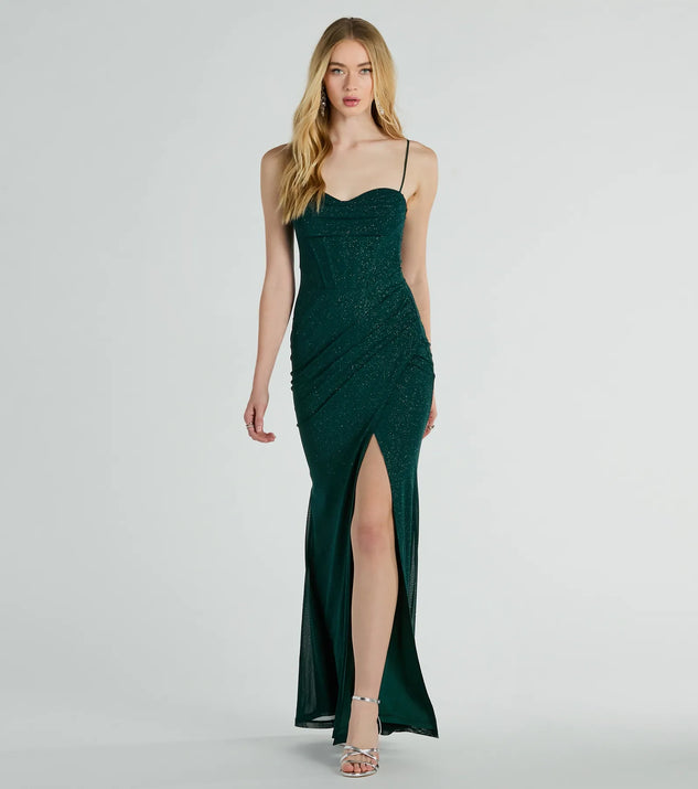 Daleyza Bustier Slit Glitter Mermaid Formal Dress | Windsor