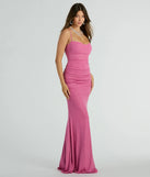 You'll be the best dressed in the Ayanna Formal Glitter Ruched Mermaid Long Dress as your summer formal dress with unique details from Windsor.